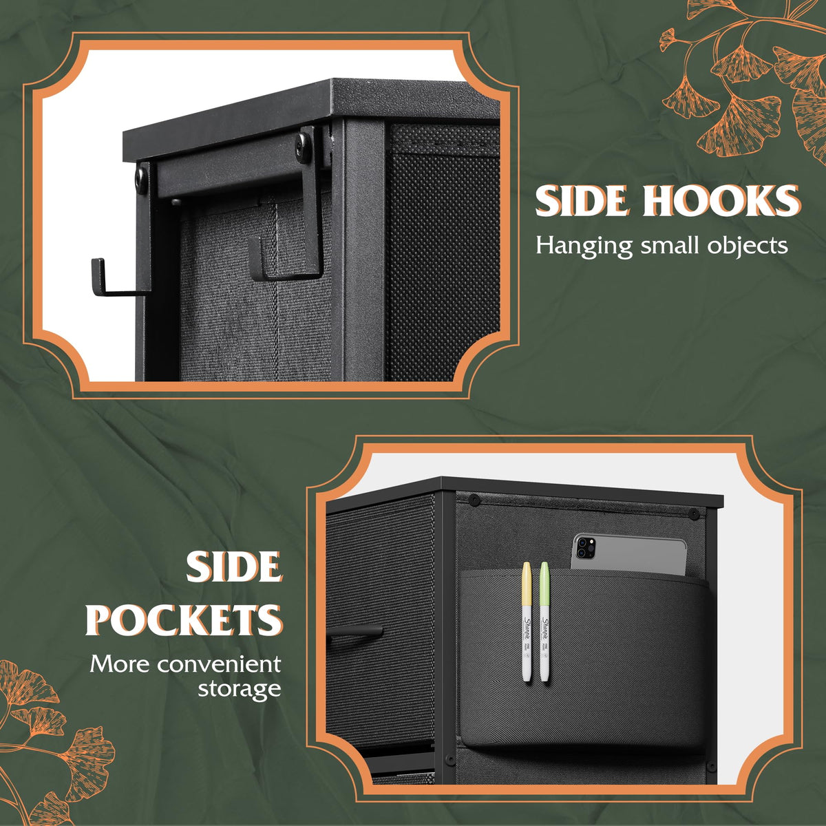 Black 10 Drawer Fabric Dresser W793752