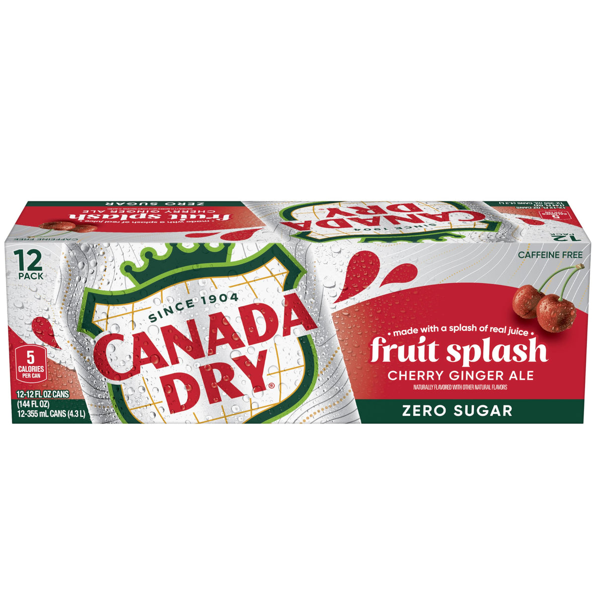 Zero Sugar Cherry Ginger Ale Soda, 12 fl. oz. Cans, 12 Pack U2515