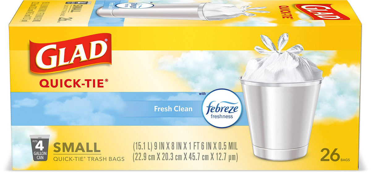 4 Gallon White Trash Bags, 26 Count (Pack of 6) G49620