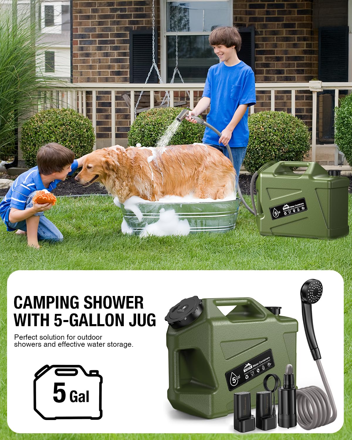 Portable Camping Shower with Water Jug J466772