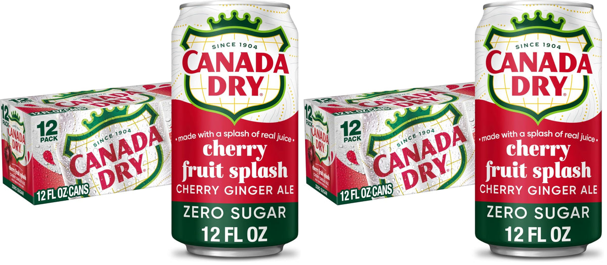 Zero Sugar Cherry Ginger Ale Soda, 12 fl. oz. Cans, 12 Pack U2515