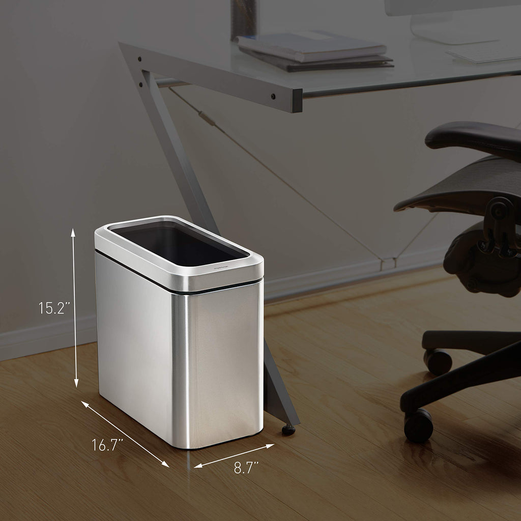 25L Brushed Stainless Steel Slim Open Trash Can H59365