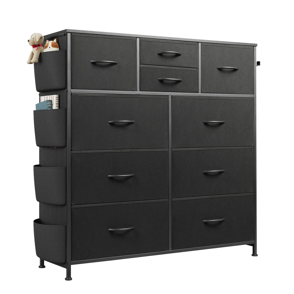 Black 10 Drawer Fabric Dresser W793752