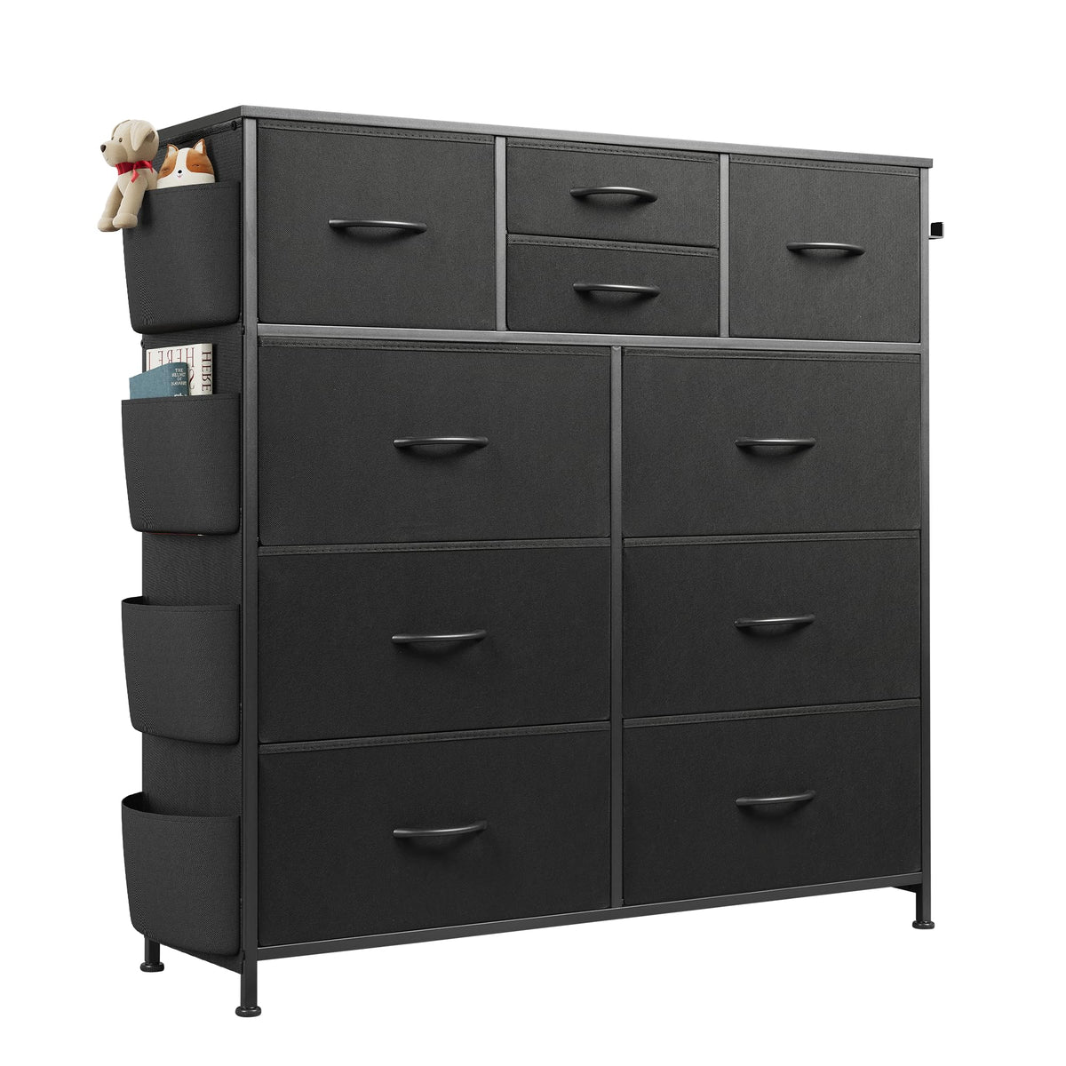Black 10 Drawer Fabric Dresser W793752