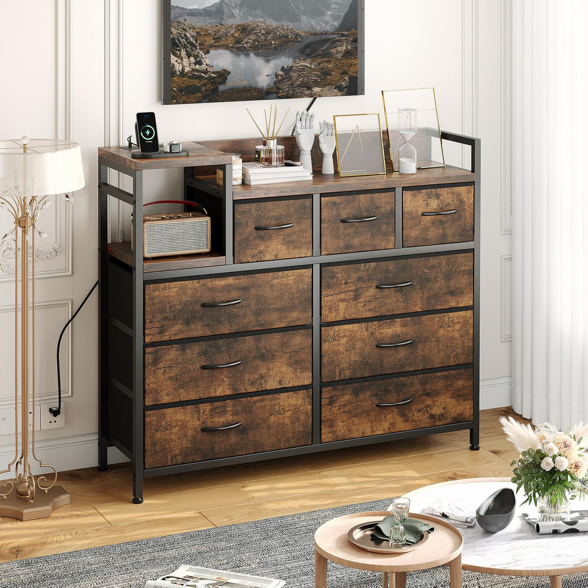 Vintage 9 Drawer TV Stand E7816
