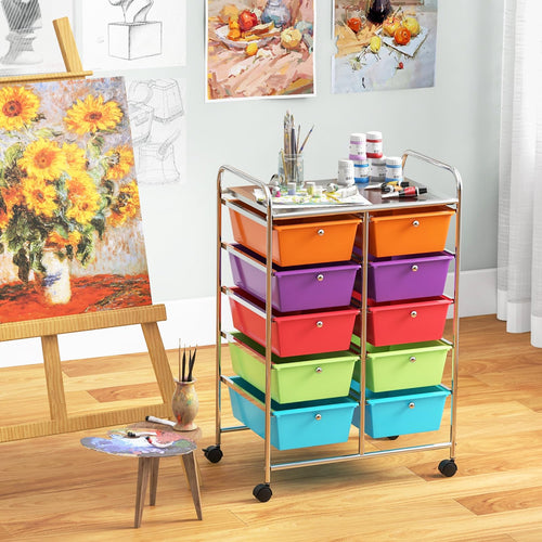 10 Drawer Rolling Storage Cart with Lockable Wheels S767