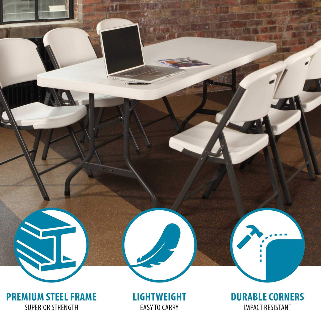 White 6 Feet Folding Utility Table Pack of 4 W558