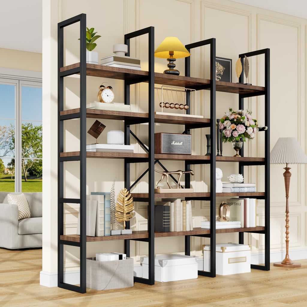 71 Inches Tall 5 Tiers Brown Bookshelf Z4604