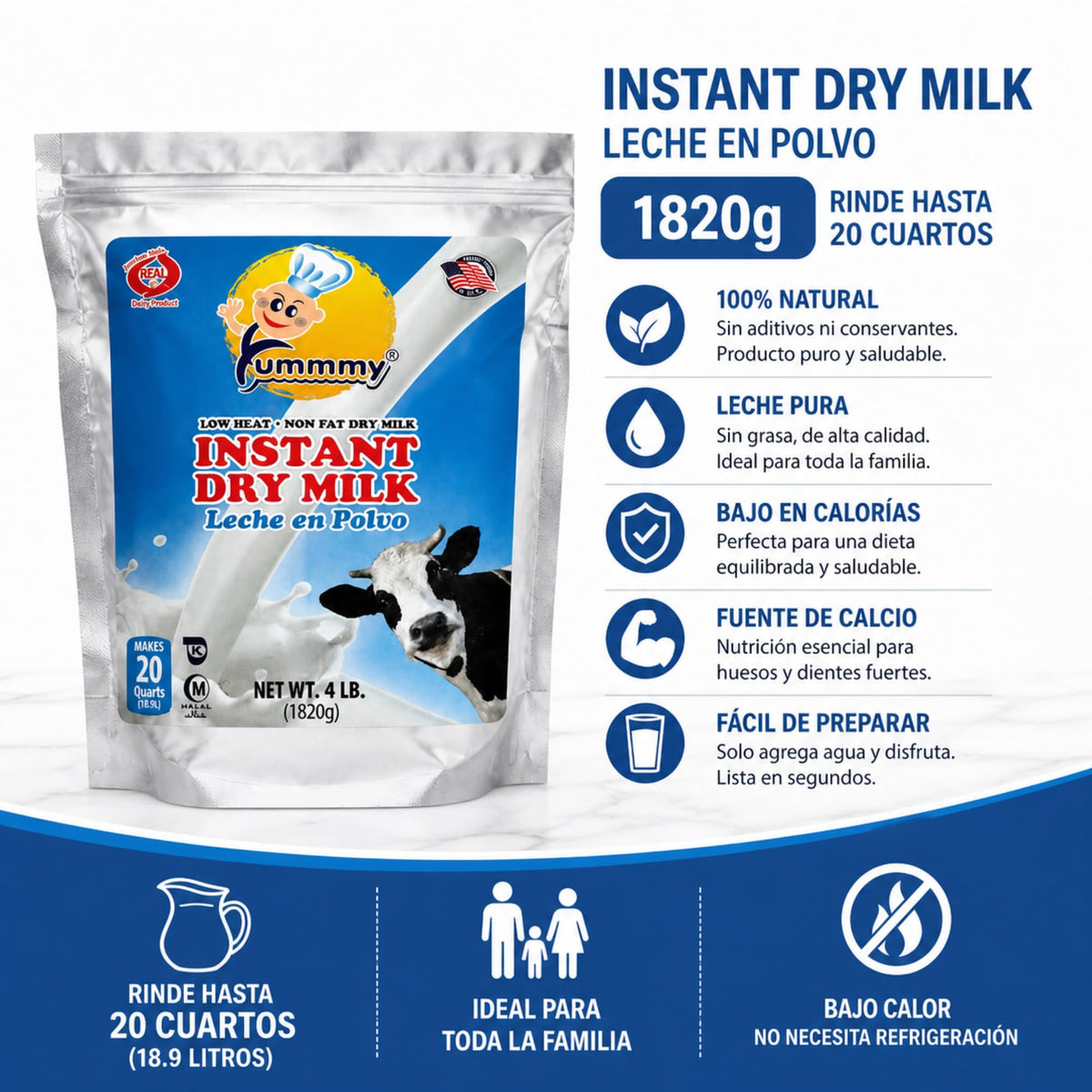 64 oz Instant Nonfat Powdered Dry Milk F7964