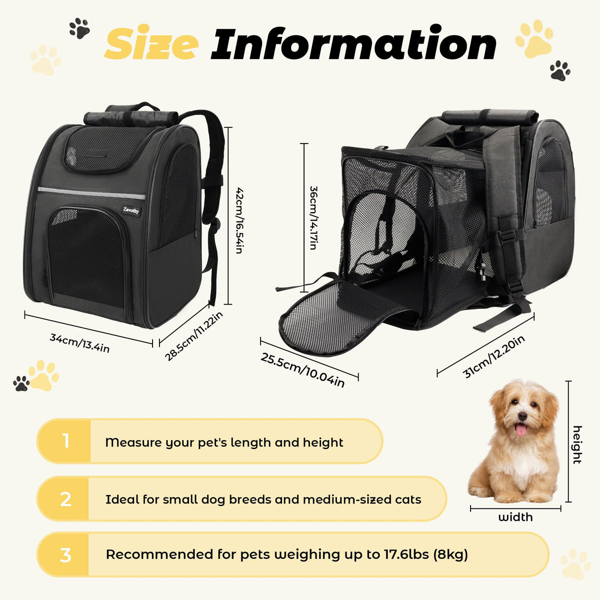 Expandable Airline Approved Cat Backpack Carrier with Breathable Mesh K310554