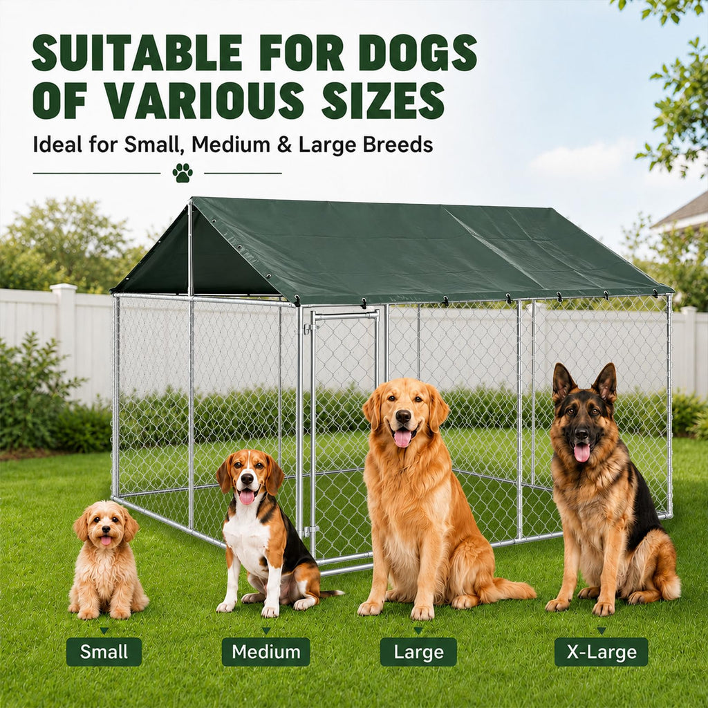 10x10FT Heavy Duty Galvanized Steel Outdoor Dog Kennel I529605