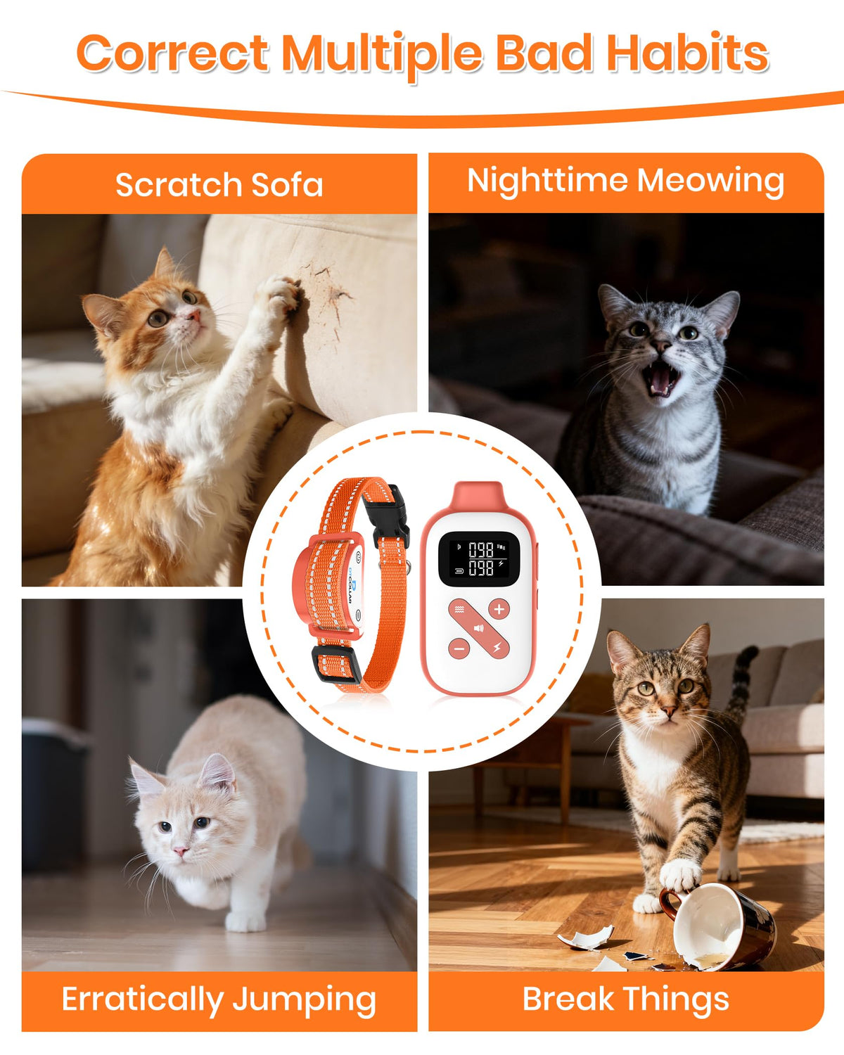 Lightweight Waterproof Cat Training Collar with Remote A469686