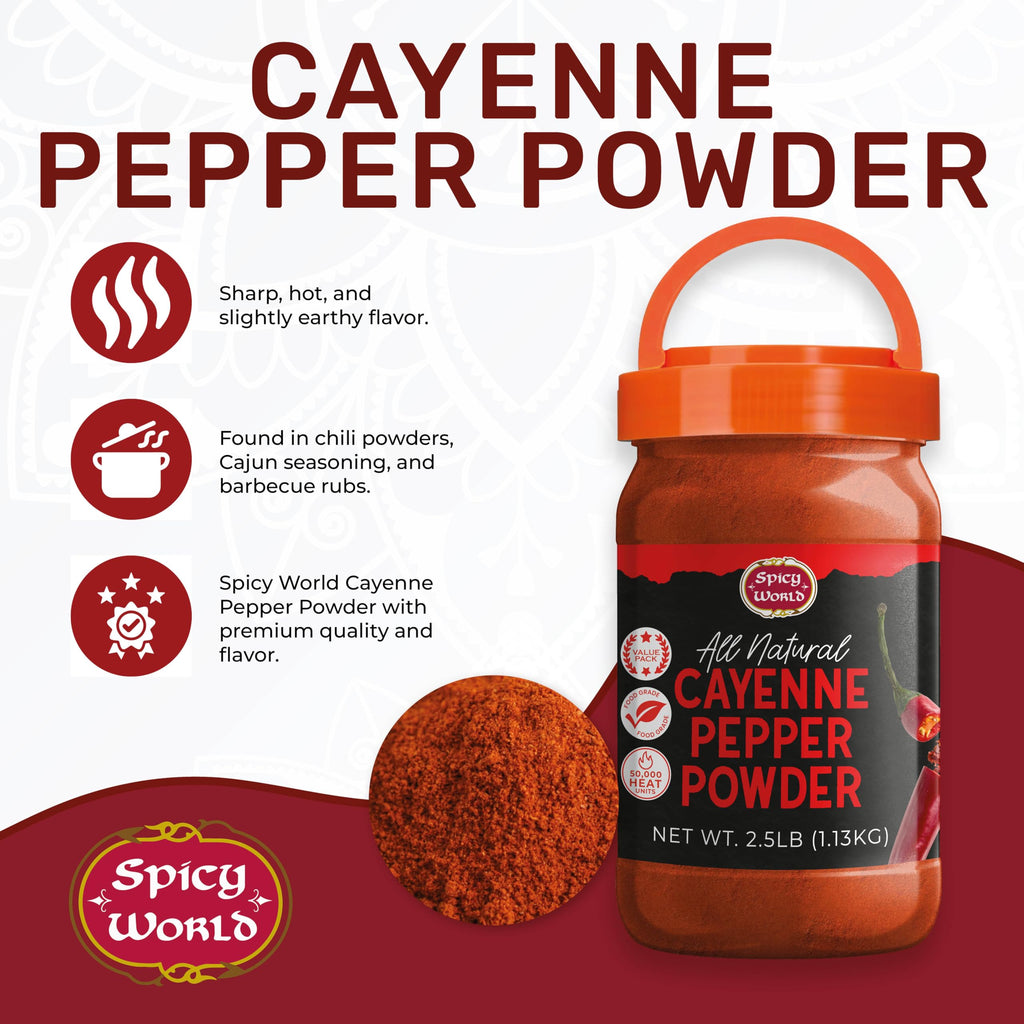 Cayenne Pepper Powder 2.5LB Jar 50,000 SHU Gluten Free N495