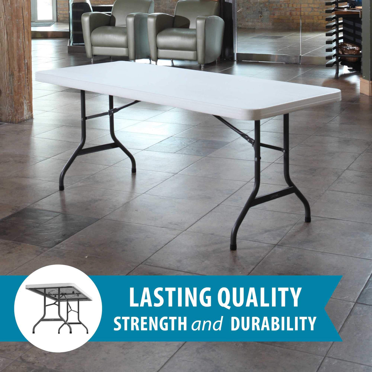 White 6 Feet Folding Utility Table Pack of 4 W558