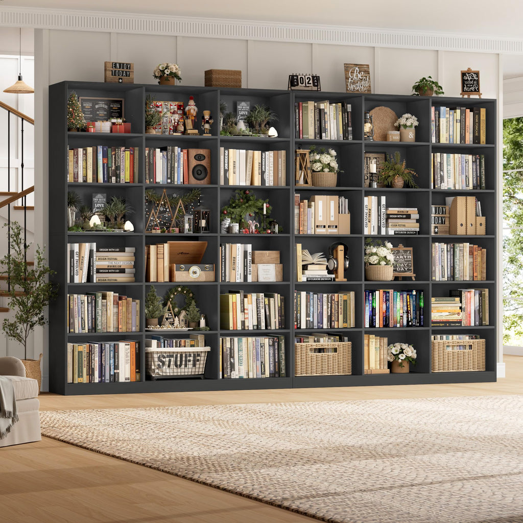 59" W Triple Wide Black Bookshelf and Bookcase N50264