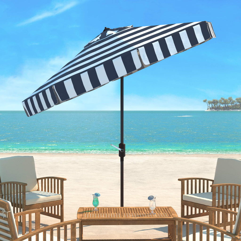 9 ft Navy White Patio Umbrella K87814