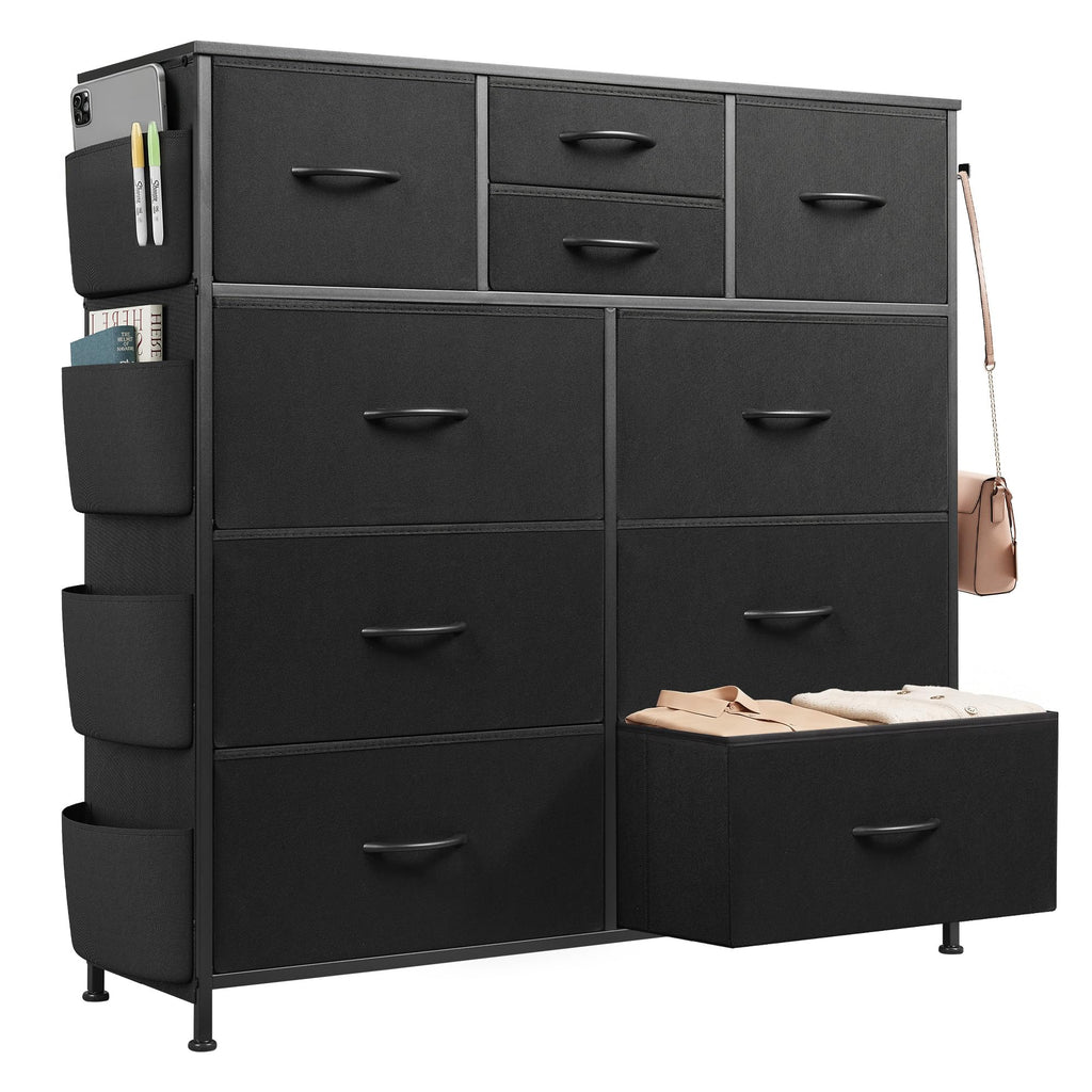 Black 10 Drawer Fabric Dresser W793752