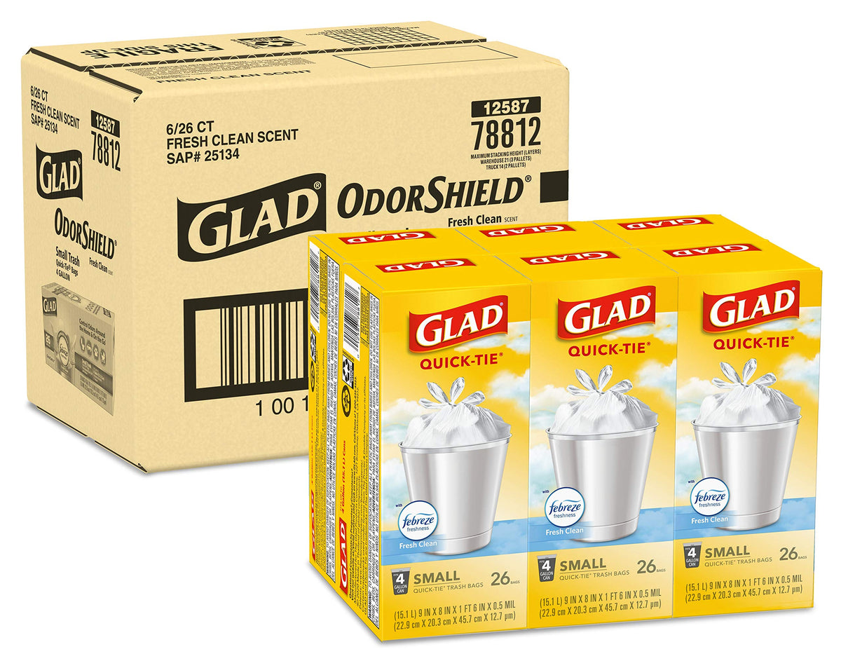 4 Gallon White Trash Bags, 26 Count (Pack of 6) G49620