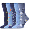 Bamboo Viscose Non Binding Crew Socks, 5 Pairs E405