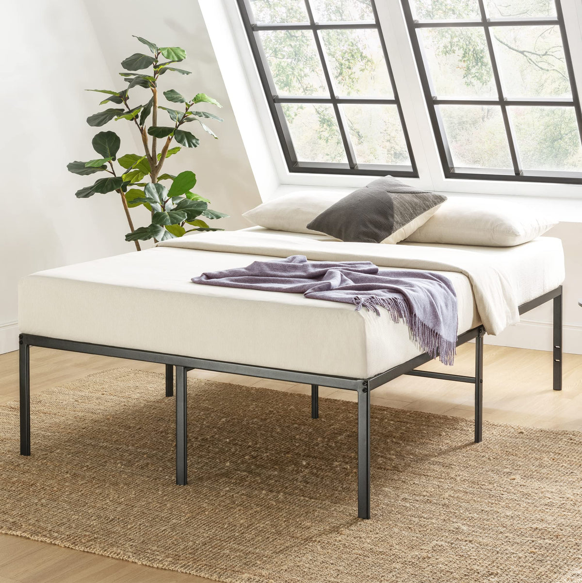 18 Inch Black Metal Platform Bed Frame J423775