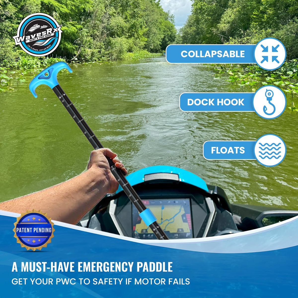Telescoping Paddle with Docking Hook & Depth Gauge L763