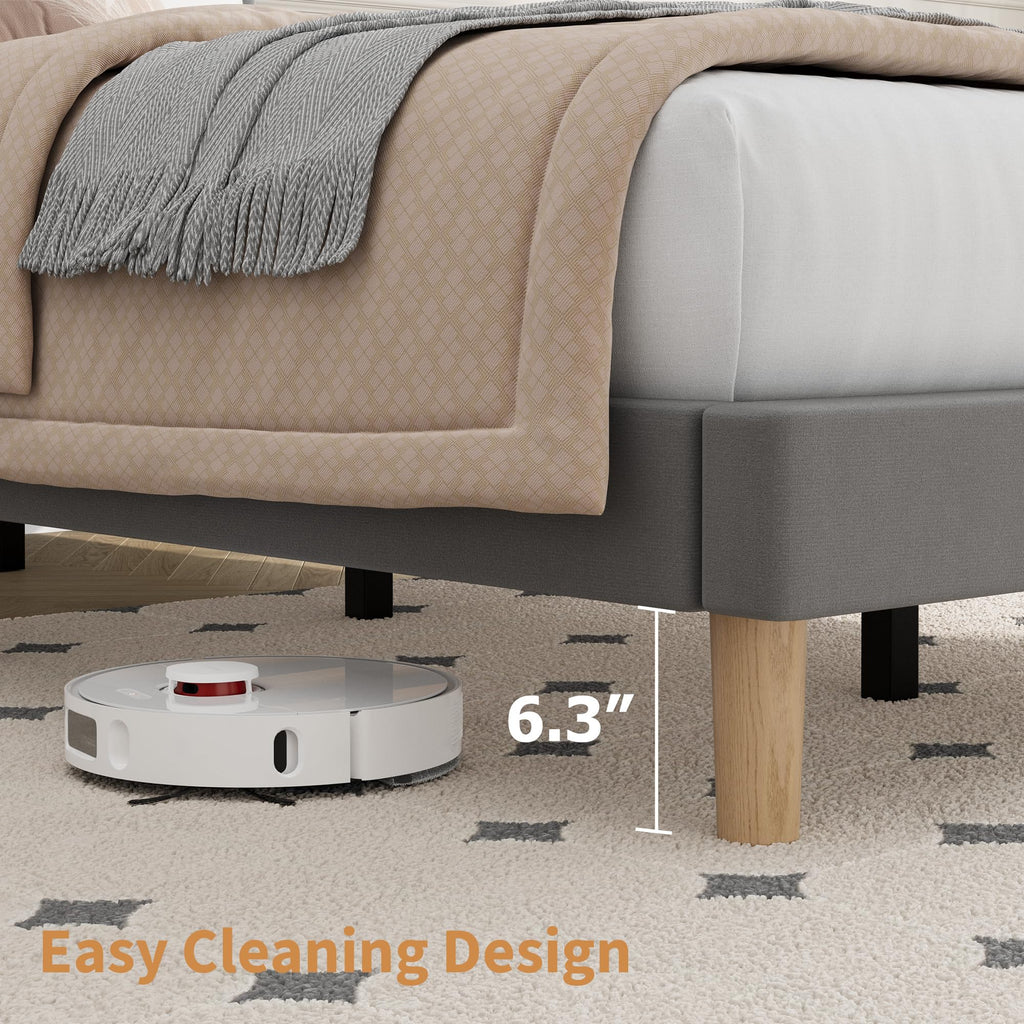 Velvet Upholstered Platform Bed with Adjustable Headboard X533