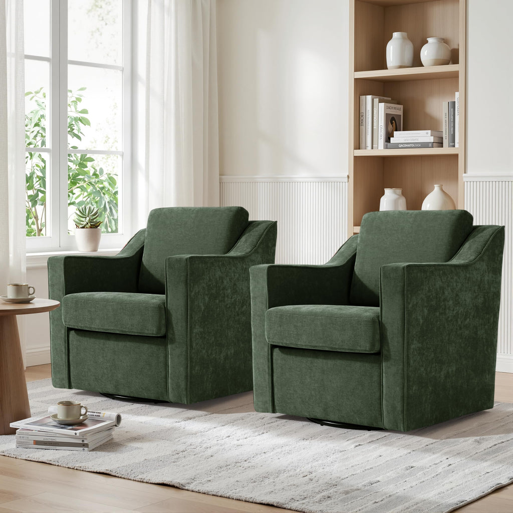Green Swivel Accent Chairs Set of 2 V107