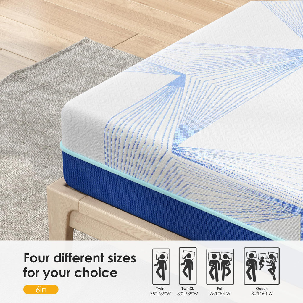 6 Inch Gel Memory Foam Twin Size Mattress M2552