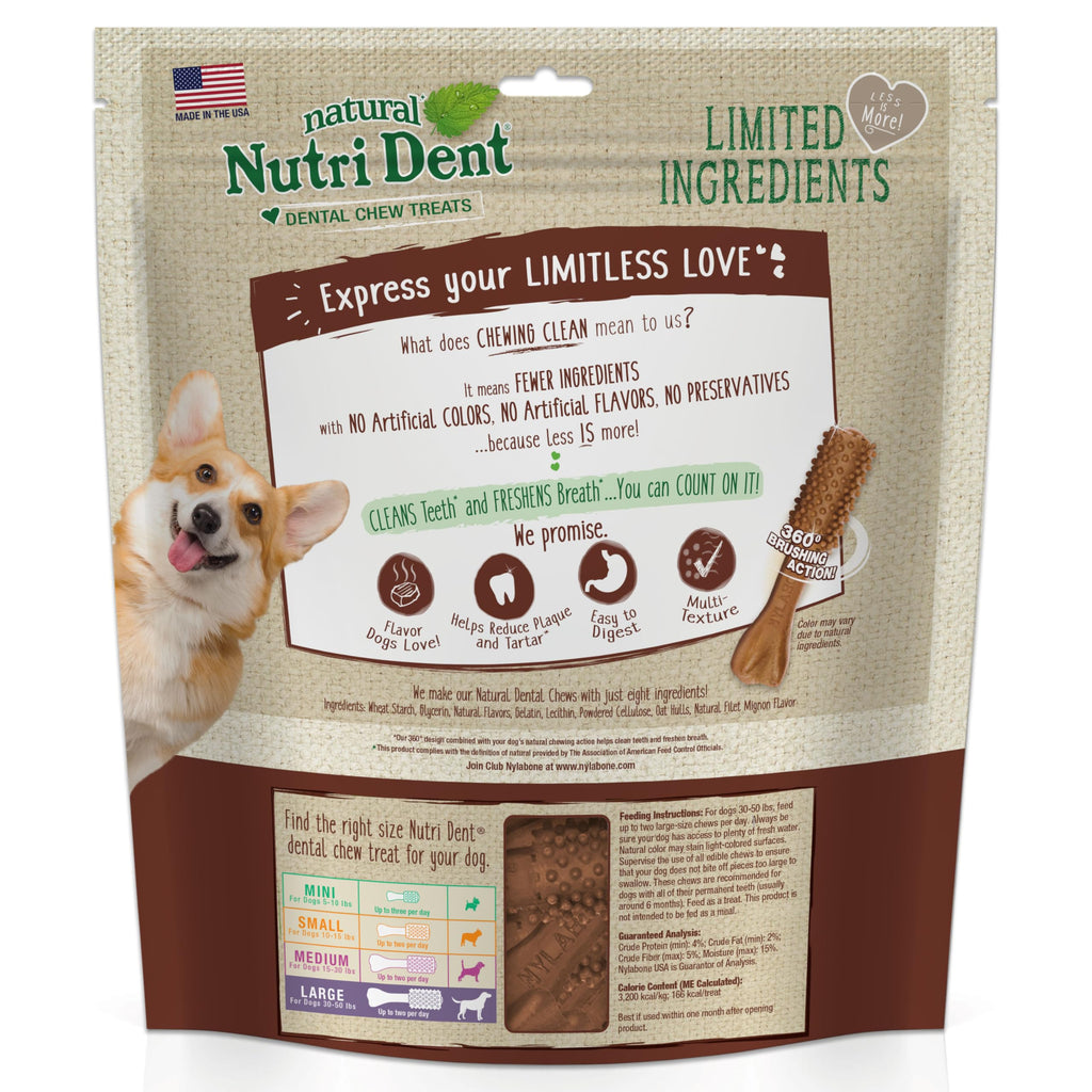 Large Filet Mignon Flavor Dog Dental Chews 20 Count G647