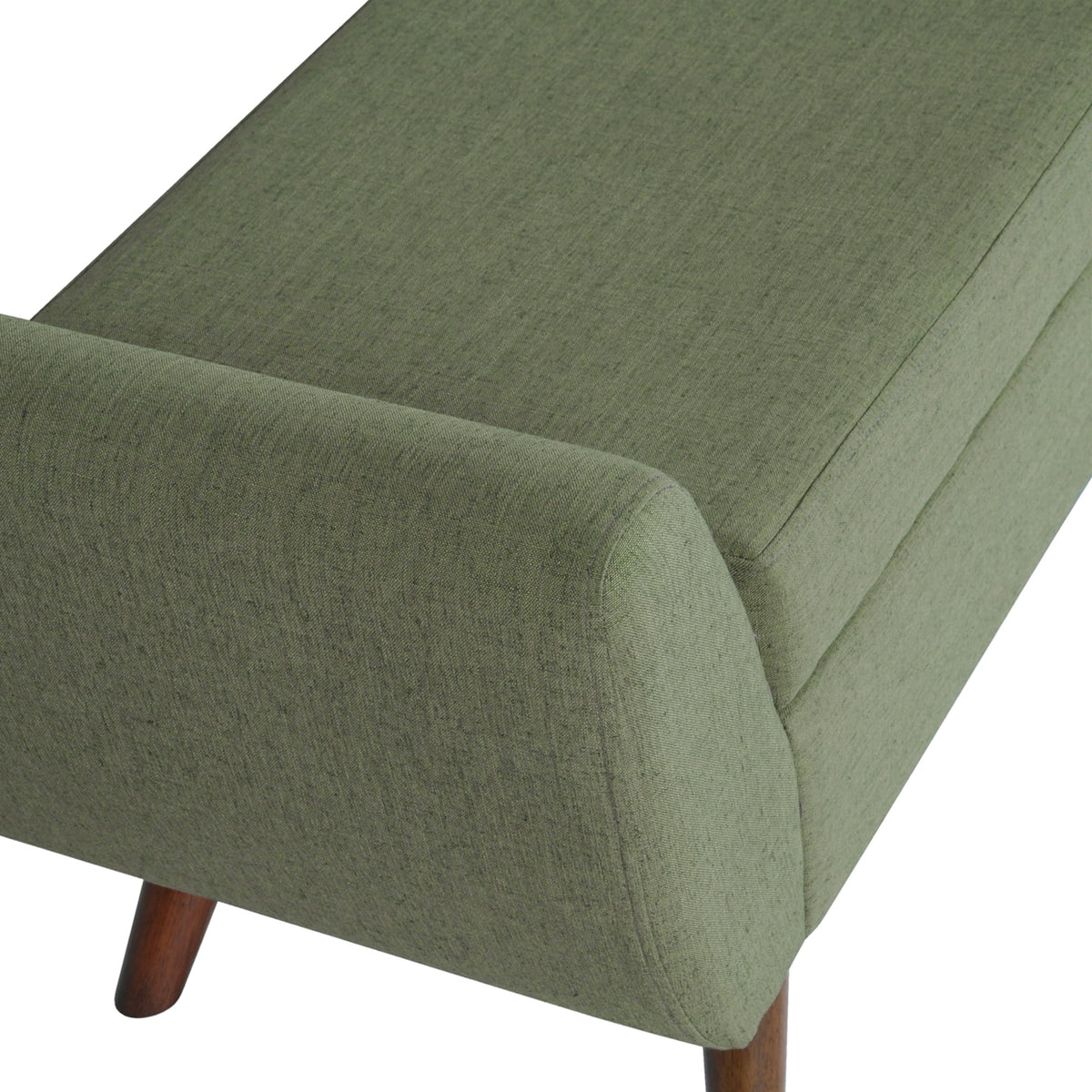 Olive Green Woven Storage Bench with Wood Legs P9783
