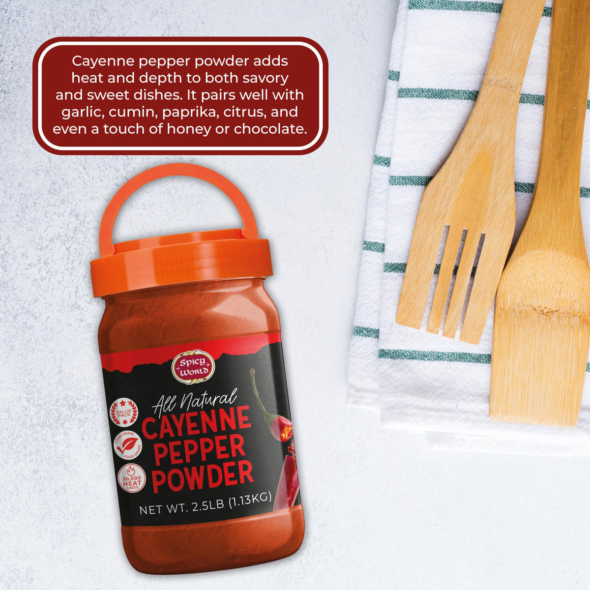 Cayenne Pepper Powder 2.5LB Jar 50,000 SHU Gluten Free N495
